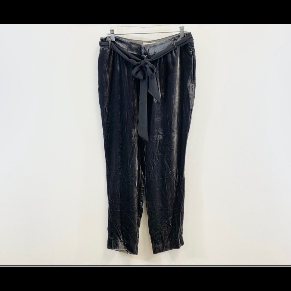 Anthro Elevenses Silk Velvet Jogger Pants, Size 10
